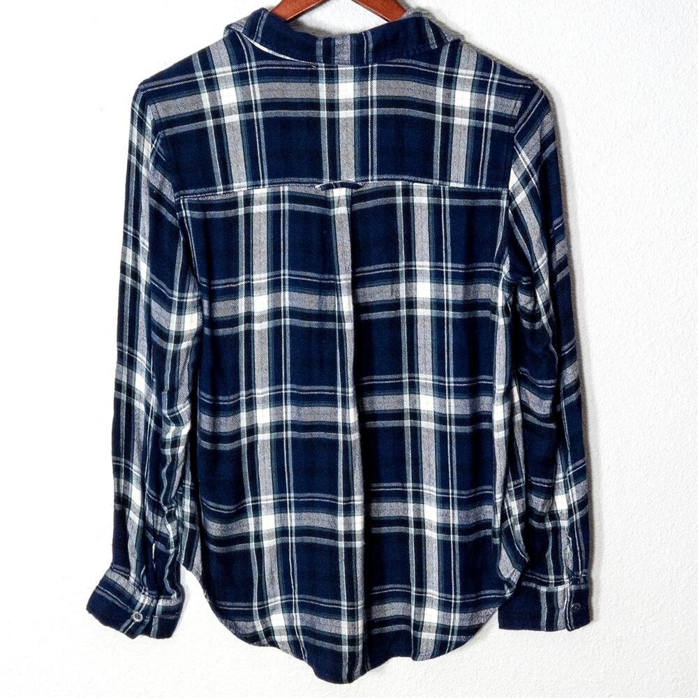 Kendall & Kylie Flannel Shirt Size S Blue Plaid Button Up Casual Top - Picture 2 of 11